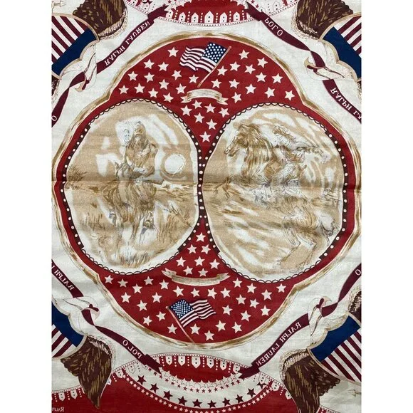 VINTAGE RALPH LAUREN POLO WOMEN'S WESTERN 100% SILK EAGLE CREST SCARF NWT - Picture 3 of 7